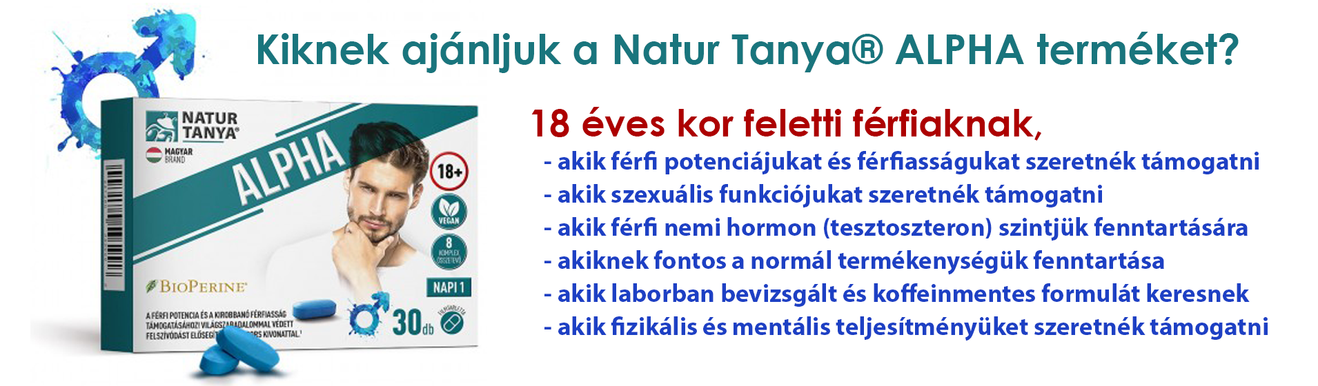  ALPHA - A férfi potencia és a kirobbanó férfiasság támogatásához! 8 komplex összetevővel, fermentált l-citrullinnal - Natur Tanya 