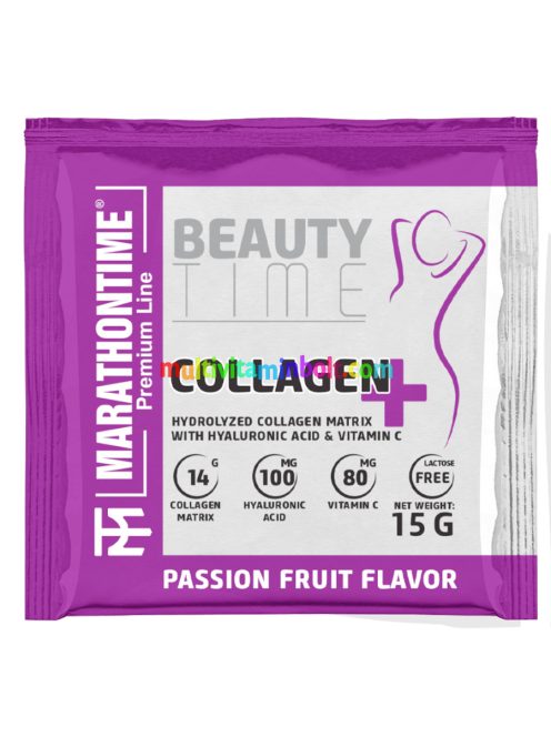 Prémium hidrolizált Kollagén - Hialuronsavval 15 g - passion fruit - Marathontime