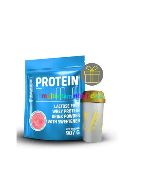 Protein Time Laktázenzimmel Dúsított fehérje málna mánia íz 907 g - Marathontime