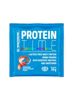   Protein Time Laktázenzimmel Dúsított fehérje fehér csokoládé - eper íz 30 g - Marathontime
