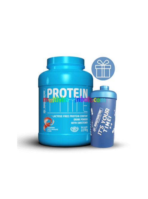 Protein Time Laktázenzimmel Dúsított fehérje fehér csokoládé - eper íz 2270 g - Marathontime