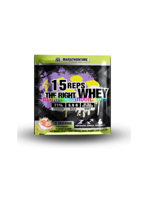 15 REPS THE RIGHT WHEY Fehérje Koncentrátum - 34 g - eper joghurt - Marathontime