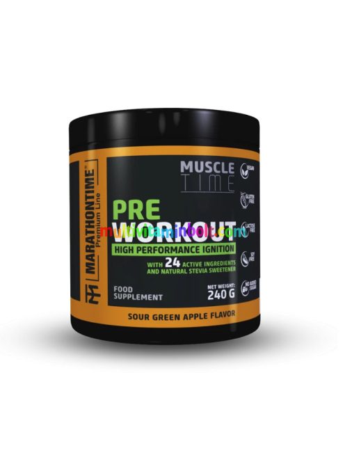 Pre Workout Edzés Előtti Energizáló Steviával és 24 értékes összetevővel - zöldalma ízben - Marathontime