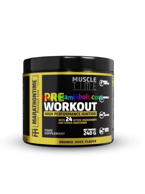 Pre Workout Edzés Előtti Energizáló Steviával és 24 értékes összetevővel - narancslé ízben - Marathontime