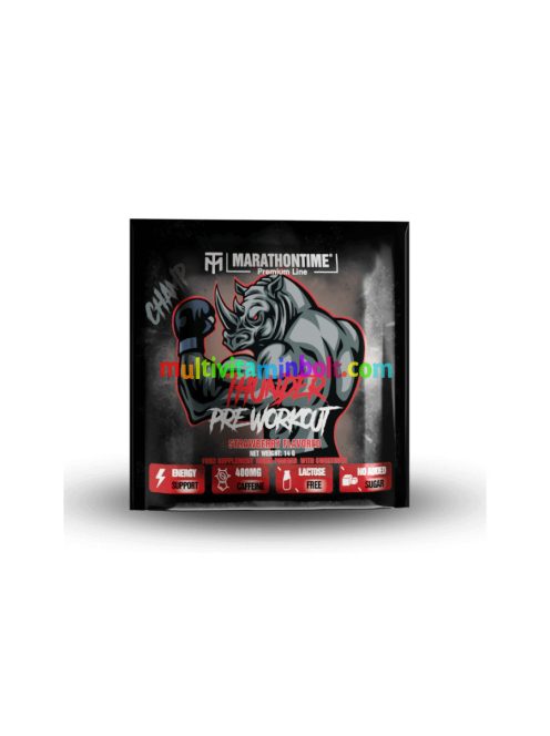 THUNDER Pre-Workout Edzés Előtti Energizáló 14 g - eper ízben, - Marathontime