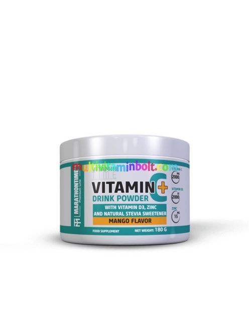 C-Vitamin italpor - D-Vitaminnal, Cinkkel és Steviával- mangó ízben - Marathontime