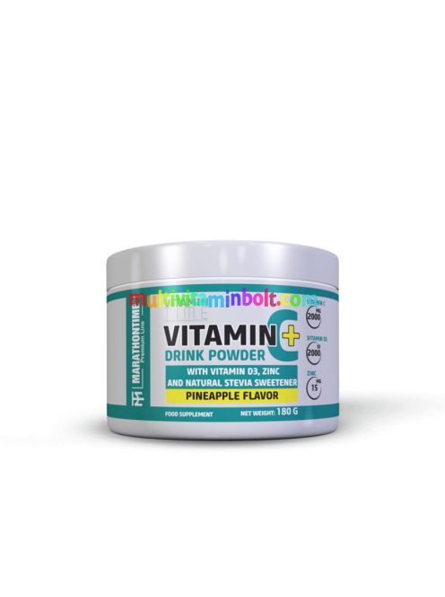 C-Vitamin italpor - D-Vitaminnal Cinkkel és Steviával - 180 g - ananász - Marathontime