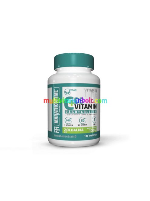 c+ d3-vitamin rágóTabletta - Spirulinával és Cinkkel - zöldalma ízben - Marathontime