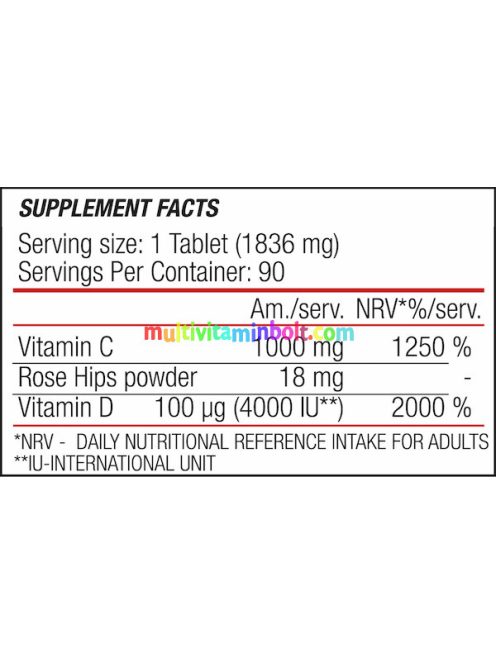 Blade Vitamin C+D (immunrendszer megfelelő működéséhez, 90 Tabletta)