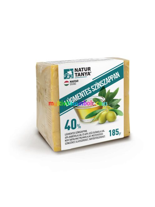 Lúgmentes Színszappan - 40%-os bio babérfaolaj tartalom, a teljes testre és hajmosáshoz is! - 185 g - Natur Tanya