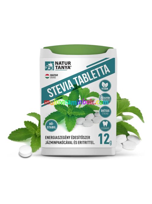 Stevia tabletta (Édesfű, Jázminpakóca) Mellékíz-mentes, természetes édesítőszer - 200 tabletta - Natur Tanya