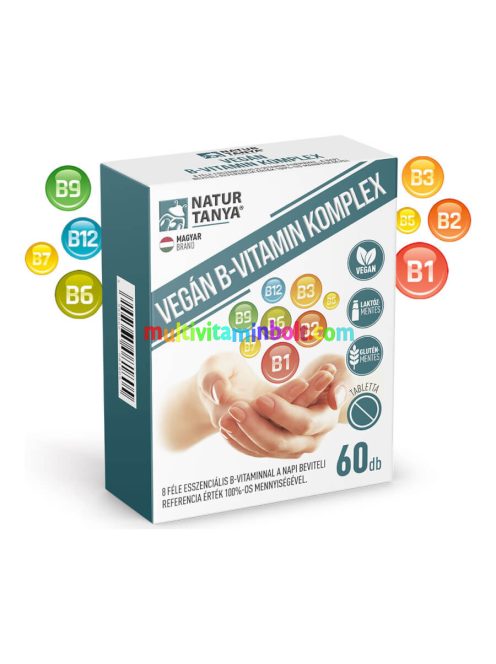 Vegán B-vitamin komplex - 8 féle esszenciális B-vitaminnal - 60 tabletta - Natur Tanya