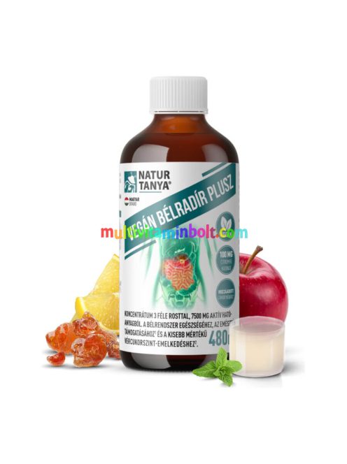 Vegán Bélradír Plusz - folyékony rost 3 féle prebiotikum, citromfűvel az emésztés egészségéhez - 480 ml - Natur Tanya
