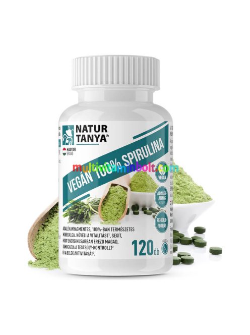 Vegán 100% Spirulina - adalékanyagmentes mikroalga - 120 tabletta - Natur Tanya