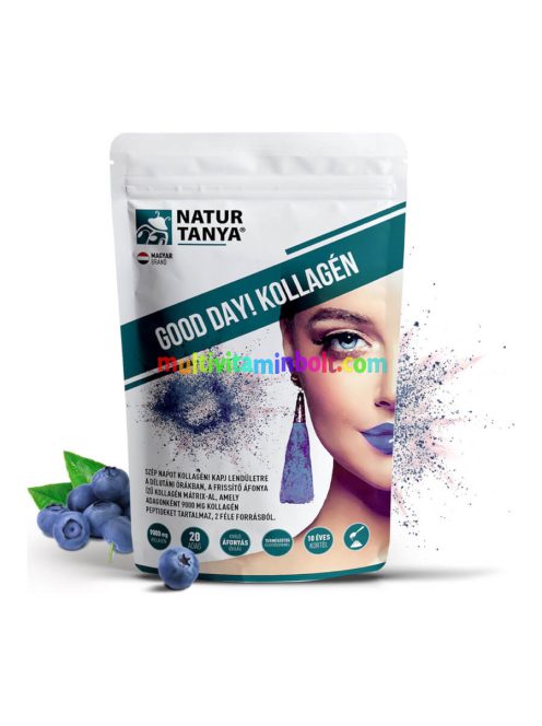 GOOD DAY! Kollagén por frissítő áfonya ízben - hal és marha kollagén peptidek - 237g - Natur Tanya