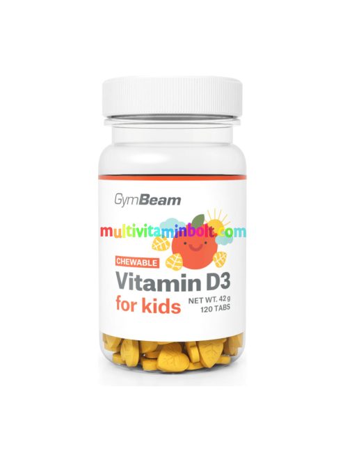 D3-vitamin rágótabletta gyerekeknek - narancs - 120 rágótabletta - GymBeam