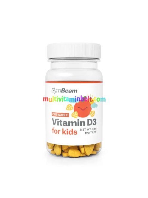 D3-vitamin rágótabletta gyerekeknek - narancs - 120 rágótabletta - GymBeam