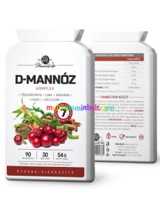    D-mannóz kapszula 90 db, D-mannózt, tőzegáfonya kivonat, oregánó levél, bambusz és fahéj kivonat, cink és probiotikum - Mannavita