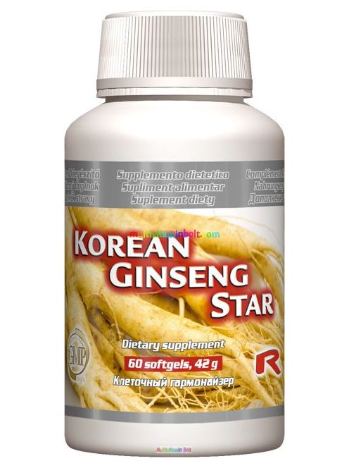 Korean Ginseng Star 60 db lágyzselatin kapszula, valódi Panax Ginseng kivonattal - StarLife