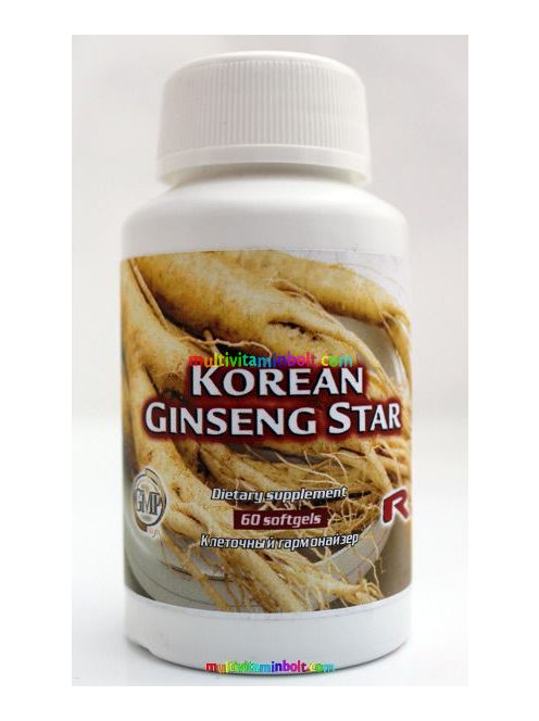 Korean Ginseng Star 60 db lágyzselatin kapszula, valódi Panax Ginseng kivonattal - StarLife