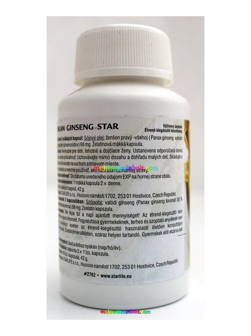 Korean Ginseng Star 60 db lágyzselatin kapszula, valódi Panax Ginseng kivonattal - StarLife
