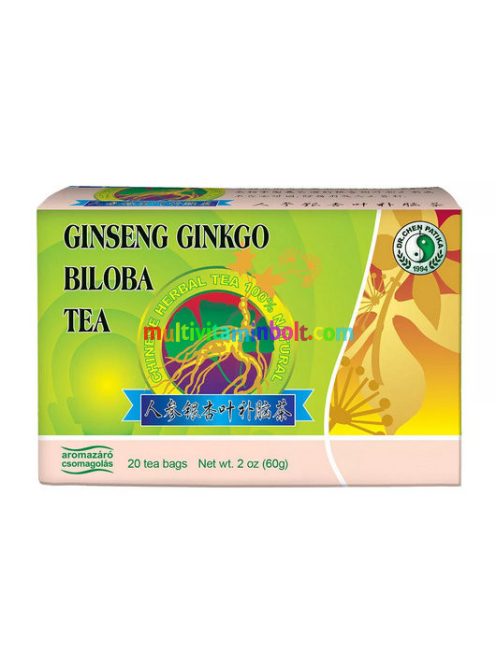 Ginseng, Ginkgo biloba Zöld tea 20 db filter, zöldtea, ginkgo levél, ginseng gyökér, aromazáró csoma