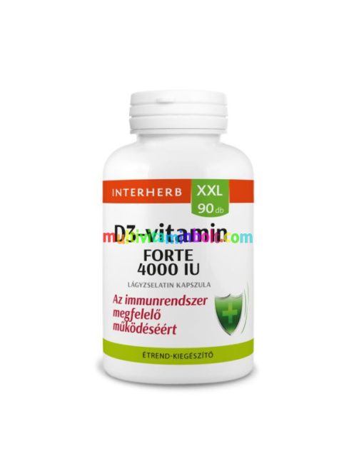 D3-vitamin FORTE 100 µg, 4000 IU XXL, olivaolajjal, 90 db lágyzselatin kapszula  - Interherb