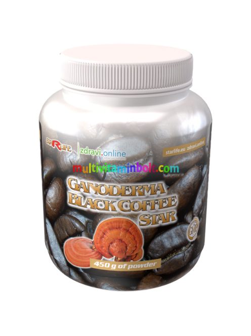 Ganoderma Black Coffee Star, Instant Arabica Kávé gyógygombával, 450 g, 1 adagban 750 mg Ganoderma