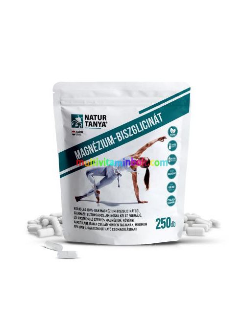 Magnézium biszglicinát-kelát 250 db kapszula, 100 mg, kelátkötésű, szerves, vegán - Natur Tanya