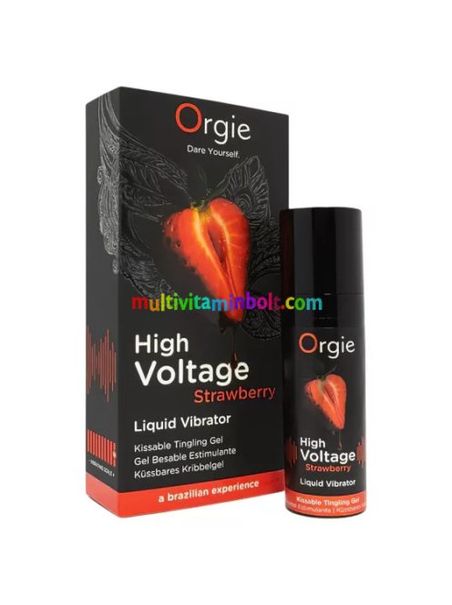 Orgie High Voltage - folyékony vibrátor intim gél - eper (15ml) 