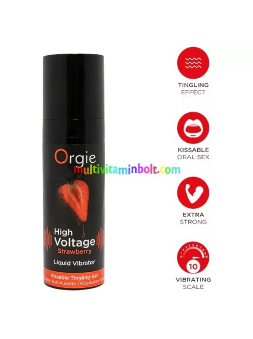 Orgie High Voltage - folyékony vibrátor intim gél - eper (15ml) 