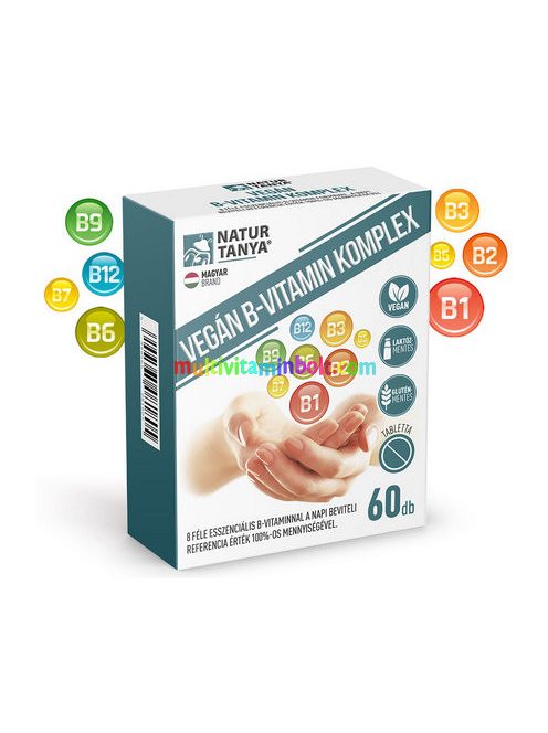 VEGÁN B-VITAMIN KOMPLEX 8-féle esszenciális B-vitaminnal 60 db tabletta, 2 havi adag - Natur Tanya