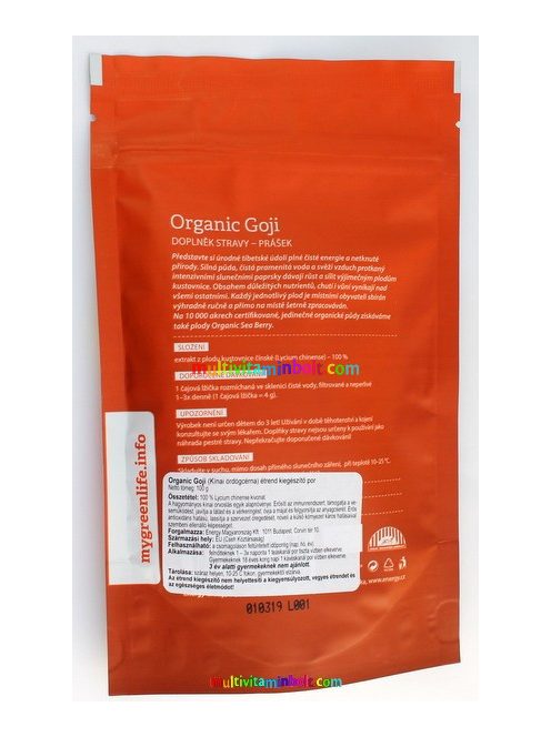 Goji, Organic Goji Powder 100 g, goji őrlemény, por - Energy