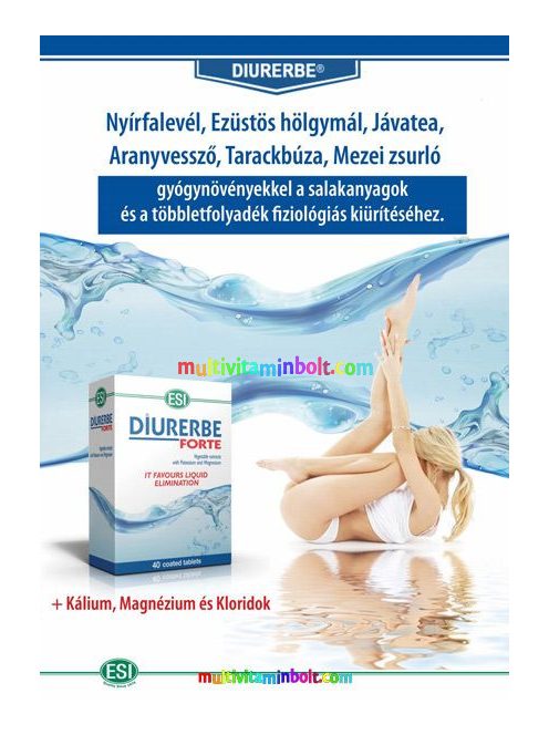 DIURERBE Forte 40 db Tabletta, anyagcsere serkentő és salaktalanító hatású, természetes vízhajtó - ESI