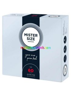 Mister Size 60 ultra vékony óvszer 36 db, 60x195 mm, síkosított, kiváló, prémium minőségű
