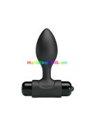 Pretty Love Vibra Butt Plug Black, 2,7 cm átmérőjű, vibrátoros záróizom tágító