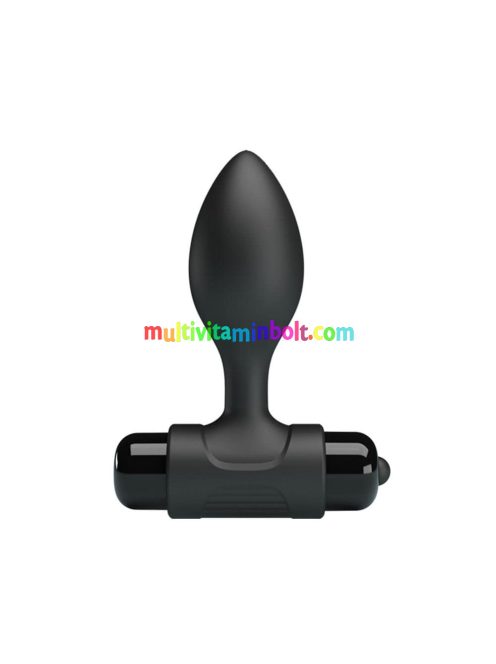 Pretty Love Vibra Butt Plug Black, 2,7 cm átmérőjű, vibrátoros záróizom tágító