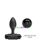 Pretty Love Vibra Butt Plug Black, 2,7 cm átmérőjű, vibrátoros záróizom tágító