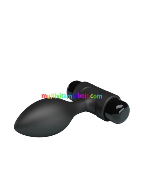 Pretty Love Vibra Butt Plug Black, 2,7 cm átmérőjű, vibrátoros záróizom tágító