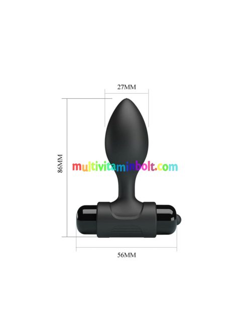 Pretty Love Vibra Butt Plug Black, 2,7 cm átmérőjű, vibrátoros záróizom tágító