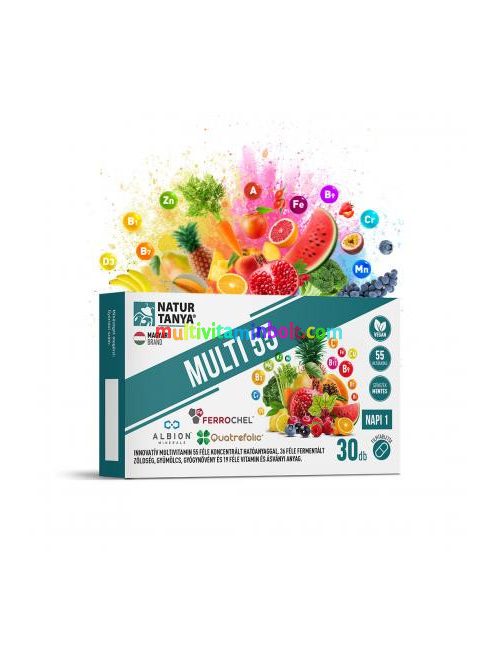 MULTI 55 – Fermentált multivitamin 30 db kapszula, 55 féle koncentrált hatóanyag, 36 fermentált zöldség, gyümölcs, gyógynövény és 19 vitamin, ásványi anyag - Natur Tanya