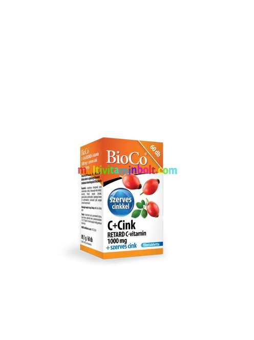 C+CINK Retard 60 db filmtabletta, 1000 mg C-vitamin és 15 mg szerves kötésű cink - BioCo