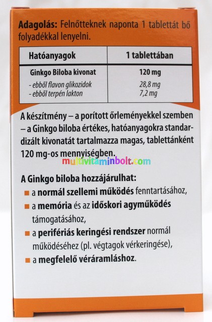 bioco ginkgo biloba kivonat 120 mg megapack tabletta 90 db 120