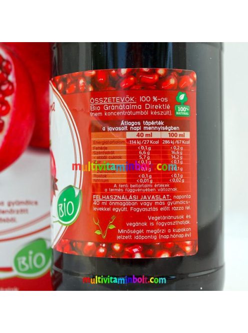 Gránátalma Direktlé, 100%-os Juice 1000 ml - MannaVita