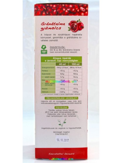 Gránátalma Direktlé, 100%-os Juice 1000 ml - MannaVita