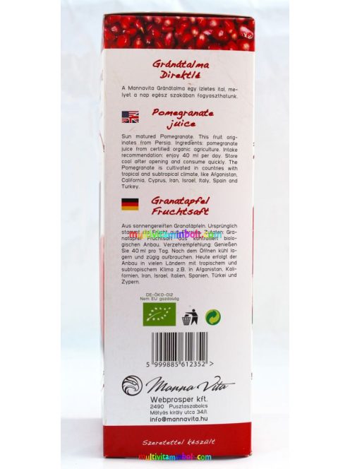 Gránátalma Direktlé, 100%-os Juice 1000 ml - MannaVita