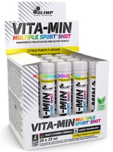 Vita-Min Multiple Shot 25 ml, folyékony, 1 adagos multivitamin, kiváló felszívódás, Citrus íz Olimp