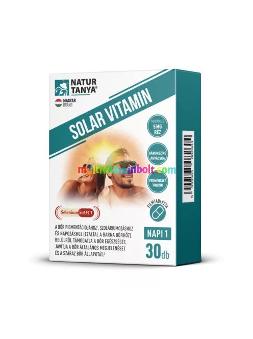 SOLAR VITAMIN 30 db kapszula. Napozóvitamin 13 összetevővel, szoláriumozás, napozás vagy nap nélküli bőrpigmentációhoz - Natur Tanya®  