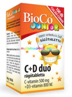   C+D DUO JUNIOR Családi csomag 100 db rágótabletta, 500 mg C-vitamin és 800 IU D3-vitamin - BioCo