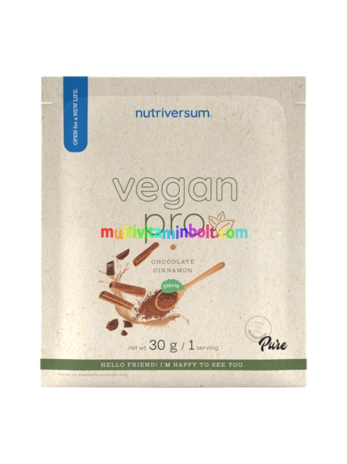 Vegan Pro - 30 g - csokoládé-fahéj steviával - Nutriversum